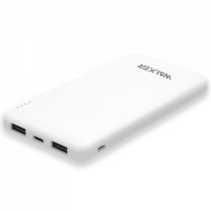 Портативная батарея WALKER WB-410, 10000mAh Li-Pol, 2xUSB, 1xUSB Type-C 2.1A, white - 914364