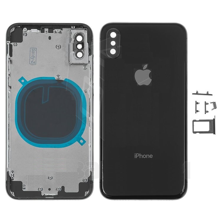 Корпус Apple iPhone X черный, с держателем SIM-карты, с боковыми кнопками - 558187