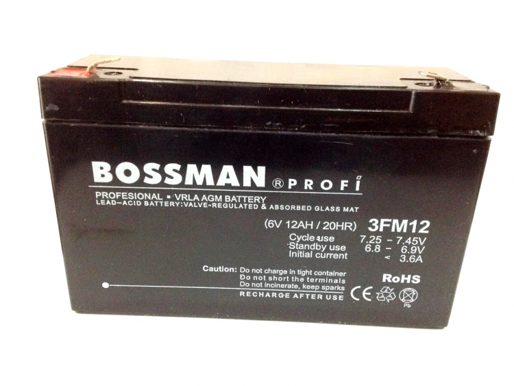 Аккумулятор промышленный 3FM12 Bossman Profi 6v 12000mAh Pb (151 x 50 x 94+6mm) - 561067
