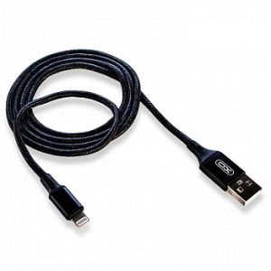 Дата-кабель USB  XO NB143 2м Lightning плетений black - 914466