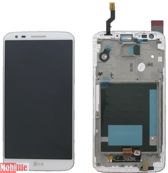 Дисплей LG G2 D802 з сенсором з рамкою Білий Original - 544190