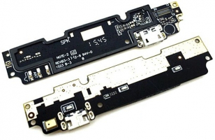 Шлейф Xiaomi Redmi Note 2 микрофона, коннектора зарядки, с компонентами, плата зарядки
