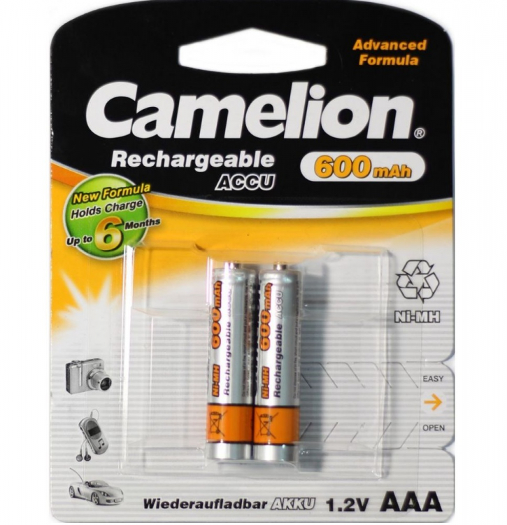 Аккумулятор Camelion AAA R03 2шт 600 mAh Ni-MH Цена за 1 елемент. - 525400