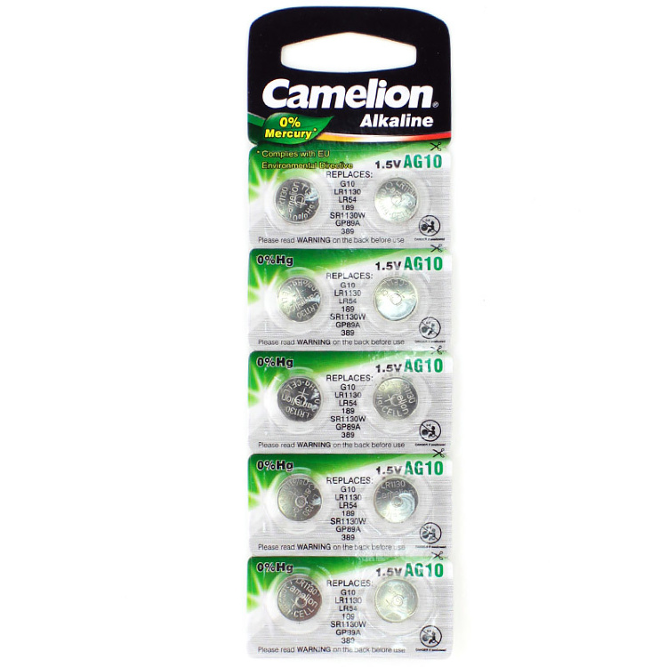 Батарейка Camelion AG10 (LR1130, G10, LR54, 189, GP89A, 389, SR1130W) 10шт Цена упаковки. - 525620