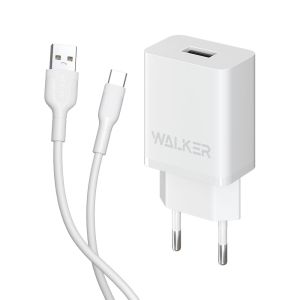 Сетевое зарядное устройство WALKER WH-26 (1USB - 2.1A + Type-C cable) white - 919229 Сетевое зарядное устройство WALKER WH-26 (1USB - 2.1A + Type-C cable) white - 919229