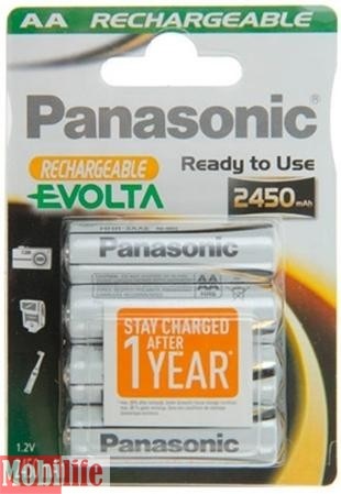 Аккумулятор Panasonic AA R06 EVOLTA 2450mAh NiMh 4шт Цена 1шт. - 532677