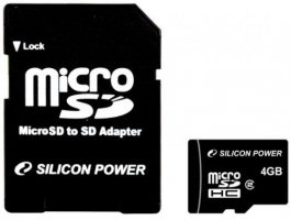 Silicon Power 4 Gb microSDHC (class 2) + SD Adapter