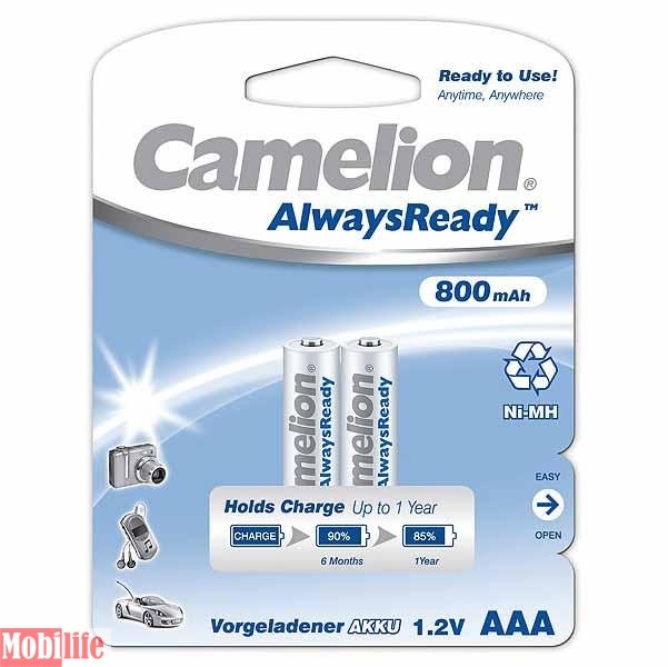 Аккумулятор Camelion AAA R03 2шт 800 mAh Ni-MH Always Ready Цена упаковки. - 525402