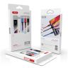 Дата-кабель USB XO NB143, 3в1, Type-C+Micro+Lightning, 1.2м, плетений, black+red+blue - 914469