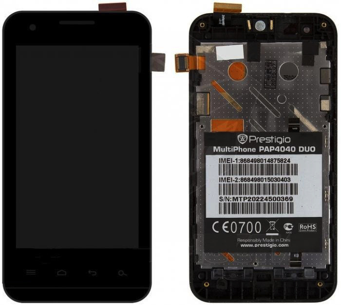 Дисплей для Prestigio MultiPhone 4040 DUO (PAP4040DUO) с сенсором и рамкой черный - 546142