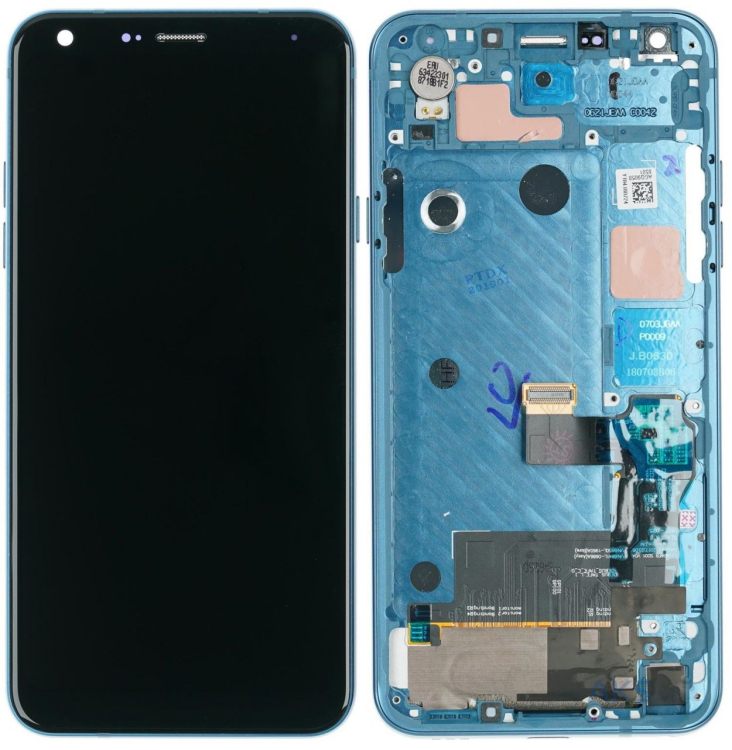 Дисплей для LG Q610 Q7 с сенсором и рамкой, синий - 910582