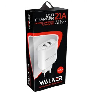 Сетевое зарядное устройство WALKER WH-27 (2USB 2.1A + microUSB cable) white - 919233 Сетевое зарядное устройство WALKER WH-27 (2USB 2.1A + microUSB cable) white - 919233