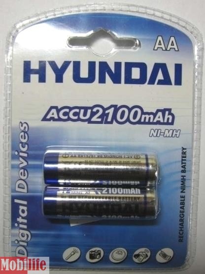 Аккумулятор Hyundai R06 AA 2шт 2100 mAh Ni-MH Цена 1шт. - 500451