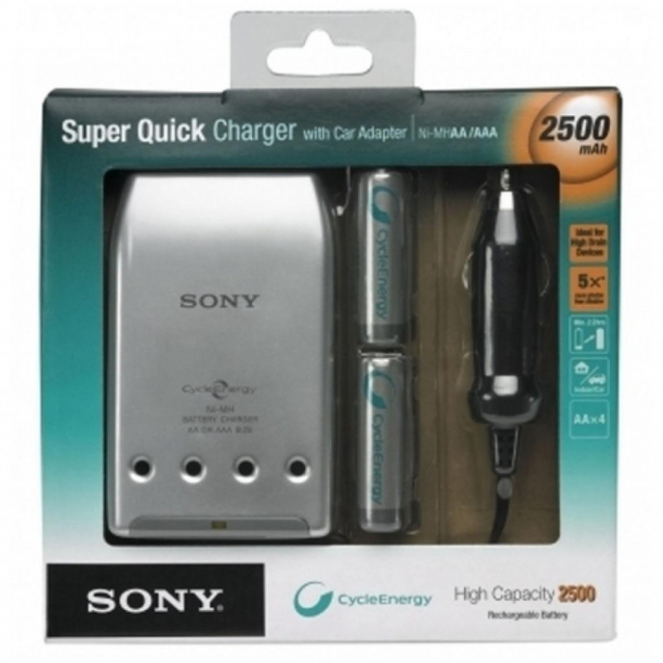Зарядное устройство Sony Quick Charger + CAR PLUG + 4AAx2500 mAh - 541322