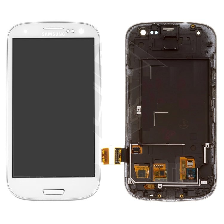 Дисплей для Samsung i9300 Galaxy S3 с сенсором и рамкой белый (TFT) - 533774