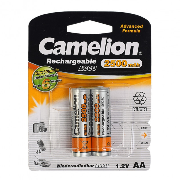 Аккумулятор Camelion AA R06 2шт 2500mAh NiMh NH-AA2500BP2 Цена упаковки. - 525407