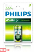 Аккумулятор Philips MultiLife Ni-MH AAA, R03 800mAh 2шт Цена 1шт.