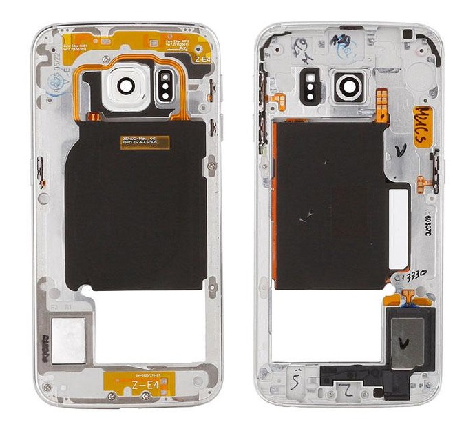 Рамка дисплея Samsung G925F Galaxy S6 EDGE белая (Оригинал) - 562272