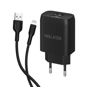 Сетевое зарядное устройство WALKER WH-31 (2USB 2.1A + Lightning cable) black - 919238
