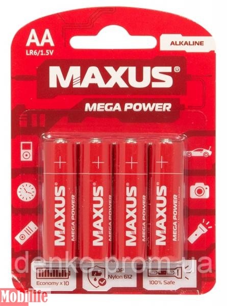 Батарейки Maxus AA LR06 Mega Power 4шт (Alkaline) Цена упаковки. - 553016