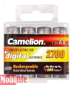 Аккумулятор Camelion AA R06 4шт 2700 mAh Ni-MH в пластиковом футляре Цена упаковки. - 525411