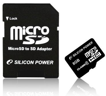 Silicon Power 8 Gb microSDHC (class 2) + Adapter - 113541