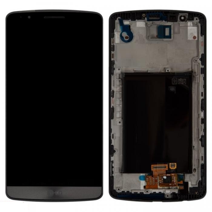 Дисплей LG G3 D855, D858, D859 с сенсором и рамкой серый (Оригинал) - 541907