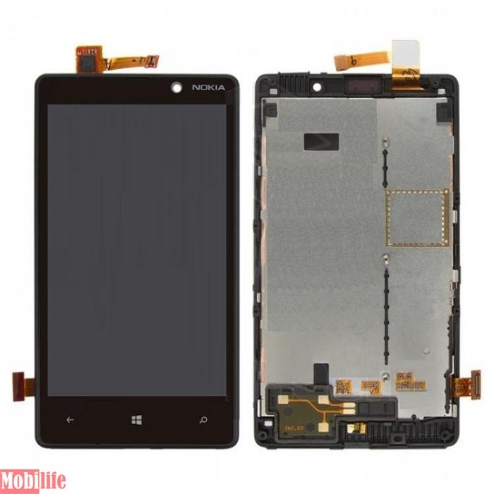Дисплей (экран) для Nokia Lumia 820 с тачскрином черный (Оригинал) - 537574
