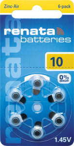 Батарейка для слухових апаратів Renata zinc-air 10 (ZA10, S10, P10, DA10, 10DS, PR70, HA10, 10AU, PR536) 105mAh Ціна за 1 елемент. - 201428