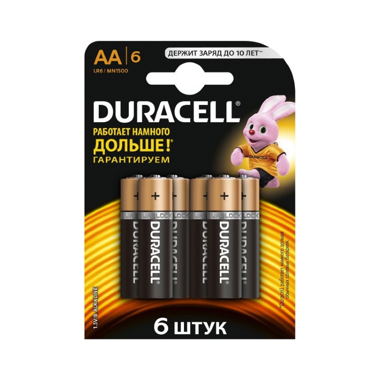 Батарейка Duracell AA LR06 MN1500 bat Alkaline 6шт Цена упаковки. - 543104