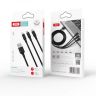 Дата-кабель USB XO NB173, 3в1, 2.4A type-c+micro+lightning, 1.2m, тканинний, black - 914481 Дата-кабель USB XO NB173, 3в1, 2.4A type-c+micro+lightning, 1.2m, тканинний, black - 914481