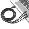 Дата-кабель USB XO NB173, 3в1, 2.4A type-c+micro+lightning, 1.2m, тканинний, black - 914481 Дата-кабель USB XO NB173, 3в1, 2.4A type-c+micro+lightning, 1.2m, тканинний, black - 914481