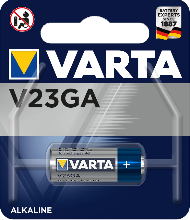 Батарейка Varta V23GA, 23AE, A23, MN21, 23AE-F1, LRV08, L1028 ALKALINE ELECTRONICS 04223101401 - 512426