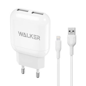 Сетевое зарядное устройство WALKER WH-33 (2USB 2.4A + Lightning cable) white - 919244