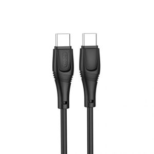Дата-кабель USB XO NB-Q239B 60W Type-C to Type-C м'який силіконовий black - 914583