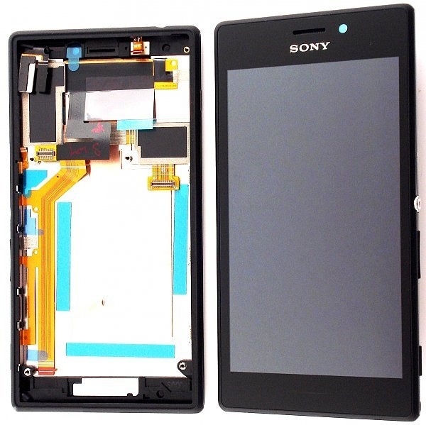Дисплей Sony D2303, D2305, D2306 Xperia M2 с сенсором и рамкой Черный - 551621