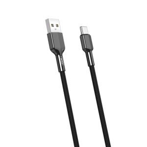 Дата-кабель USB XO NB182 2.4A Quick Charge Type-C 1m тканинний black - 914484