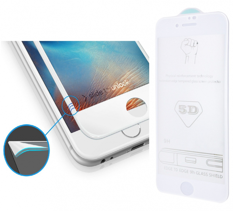Защитное стекло Apple iPhone 7, 8, SE 2020, 5D Белый - 564071
