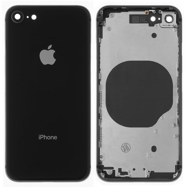 Корпус Apple iPhone 8 с держателем SIM-карты, с боковыми кнопками черный - 563475