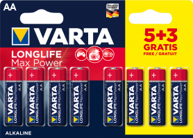 Батарейка Varta AA LR06 8шт Longlife Max Power (04706) Цена за 1 елемент.
