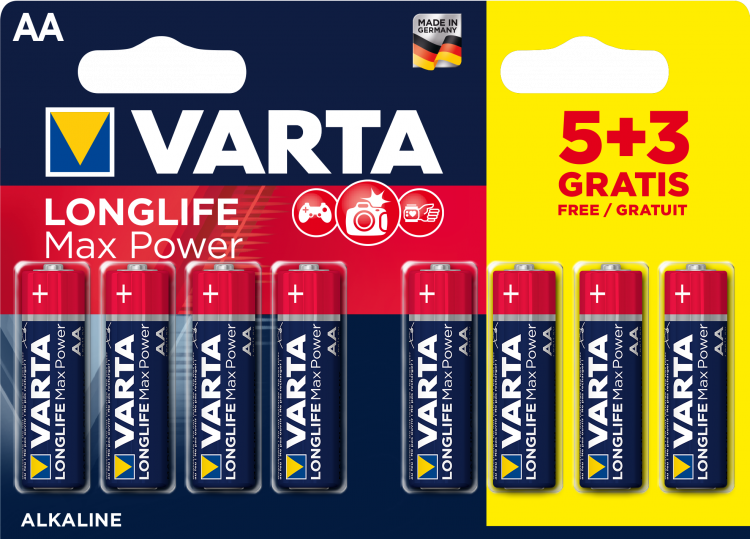 Батарейка Varta AA LR06 8шт Longlife Max Power (04706) Цена за 1 елемент. - 544562