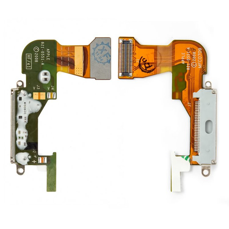 Шлейф Apple iPhone 3GS коннектора зарядки с компонентами белый - 540234