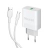Сетевое зарядное устройство с быстрой зарядкой WALKER WH-35 (1USB, QC3.0, 3A, 15W + microUSB cable) white - 919250 Сетевое зарядное устройство с быстрой зарядкой WALKER WH-35 (1USB, QC3.0, 3A, 15W + microUSB cable) white - 919250