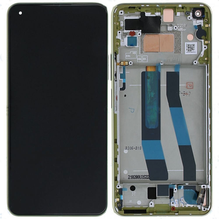 Дисплей для Xiaomi Mi11 Lite 4G и 5G с сенсором и рамкой желтый Оригинал - 566189