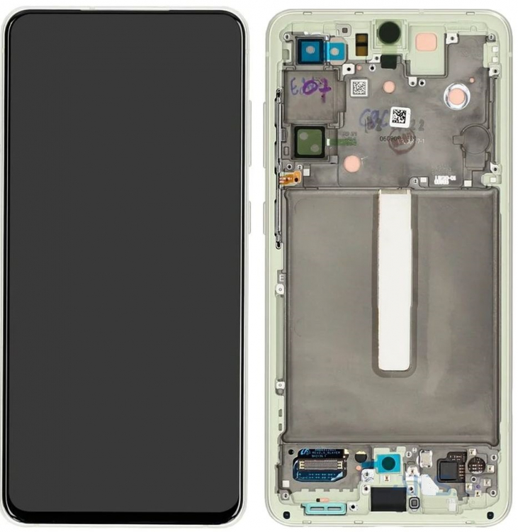 Дисплей для Samsung G990 Galaxy S21 FE с сенсором и рамкой зеленый Оригинал - 566186