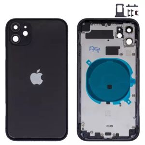 Корпус для Apple iPhone 11 черный, с держателем SIM-карты, боковыми кнопками - 911097