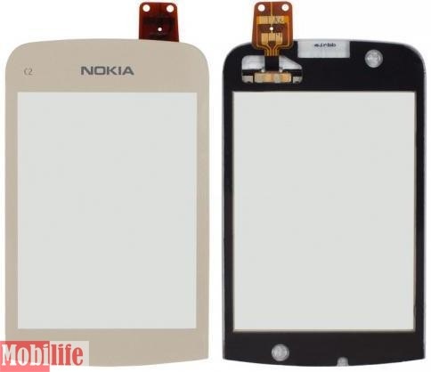 Тачскрин для Nokia C2-02, C2-03, C2-06, C2-07, C2-08 с рамкой Gold