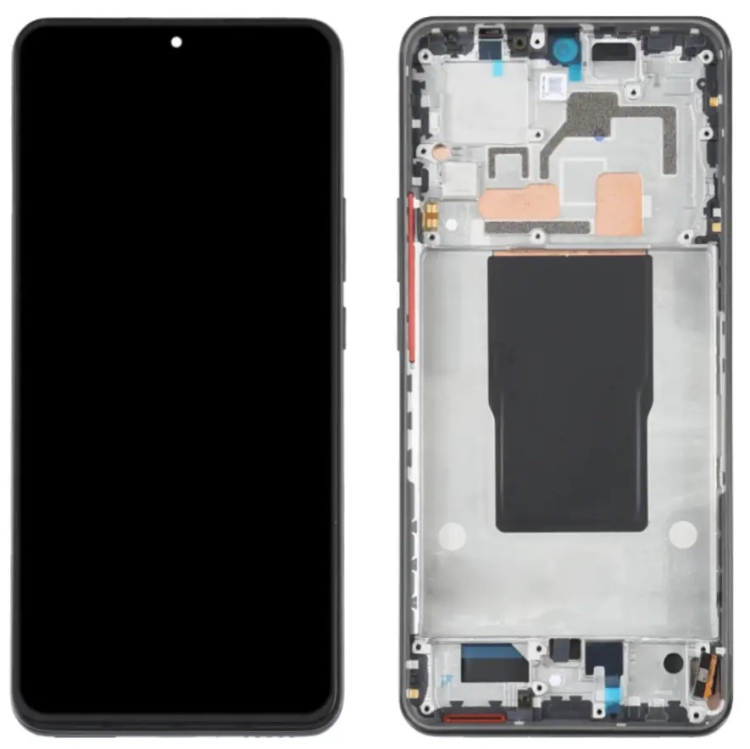 Дисплей Xiaomi 12T Pro с сенсором и рамкой, черный, оригинал - 912443