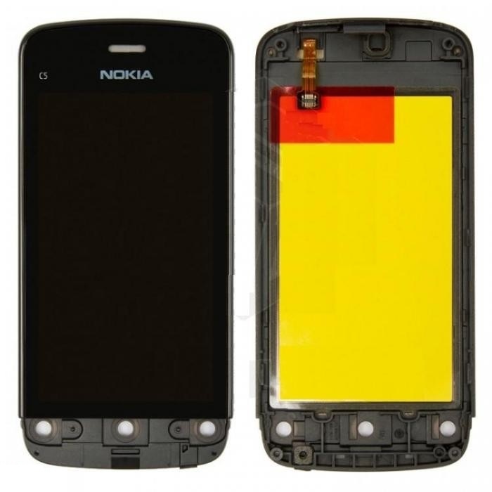 Тачскрин Nokia C5-03, C5-05, C5-06 с передней панелью Черный Оригинал