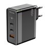 Сетевое зарядное устройство с быстрой зарядкой WALKER WH-47 (100w GaN PD 2USB-C/USB-A ports charger) black - 919256